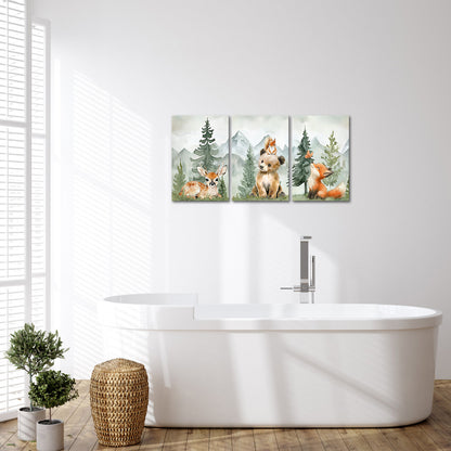 High quality canvas painting forest animals wall art multiple pieces
