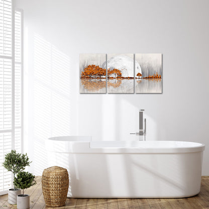 Triptych mountains and rivers modern canvas wall art