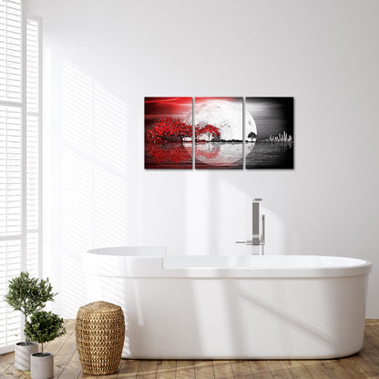 Triptych mountains and rivers modern canvas wall art