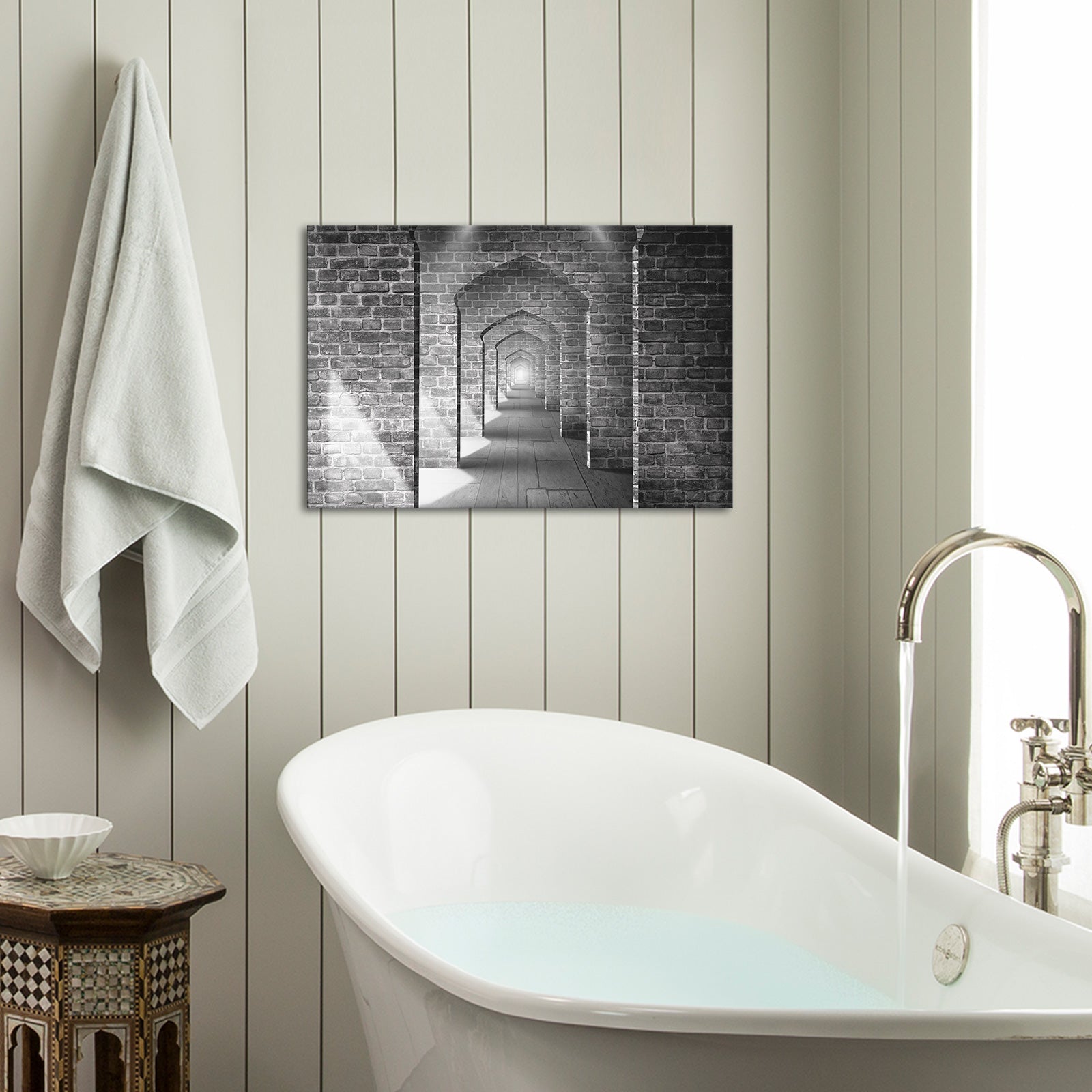 Black and white corridor endless canvas print art wall decor