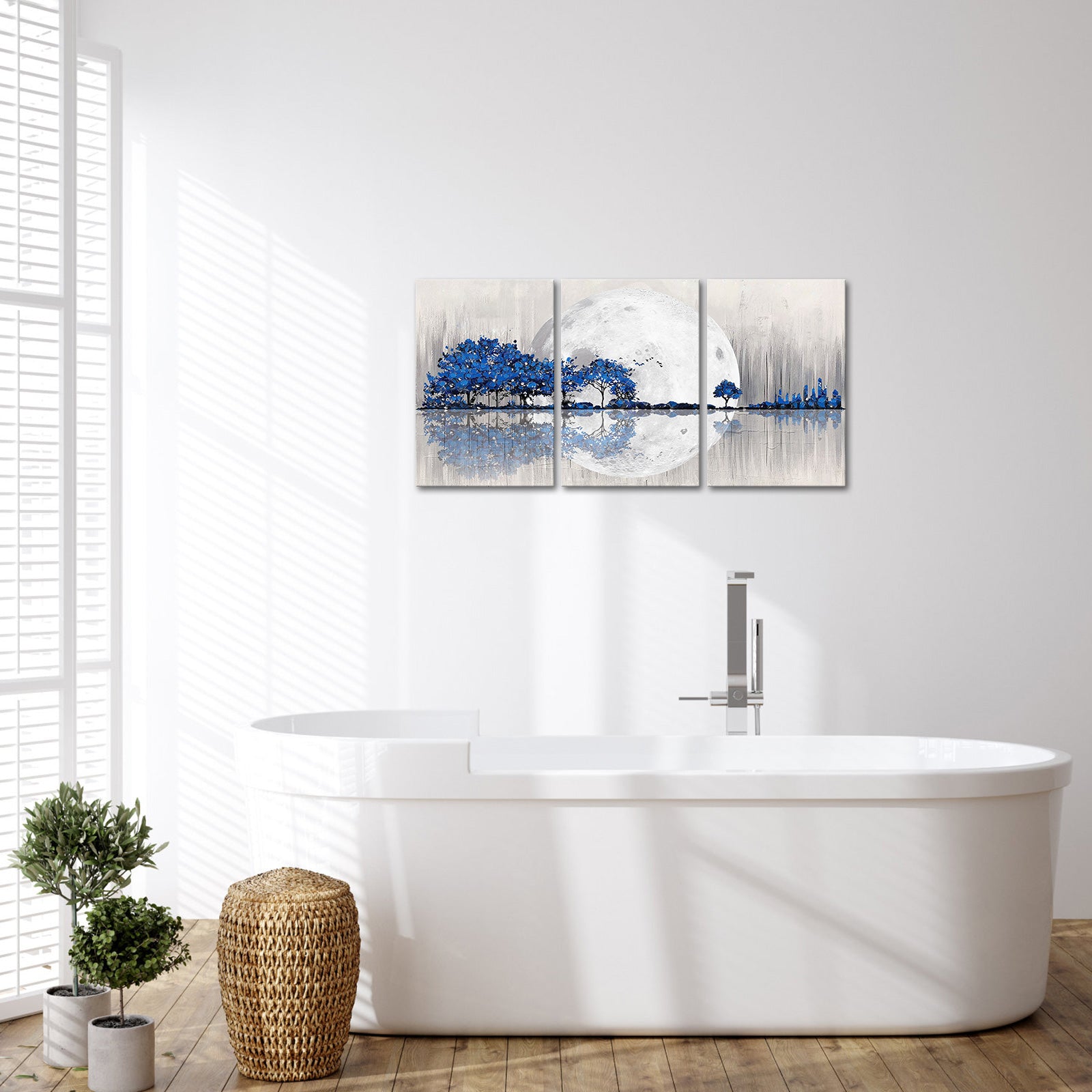 Triptych mountains and rivers modern canvas wall art