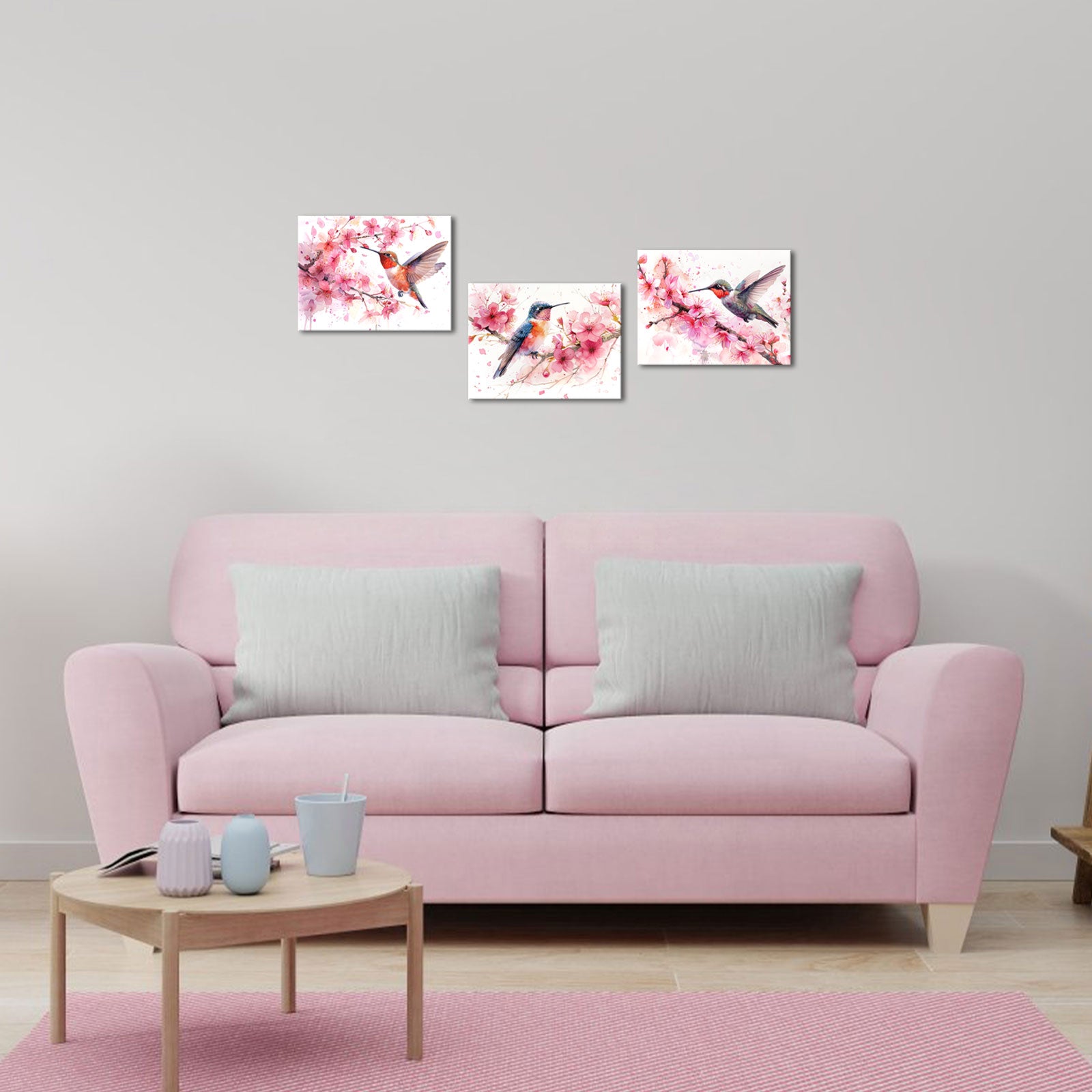 Hummingbird Hovers Amidst Cherry Blossoms