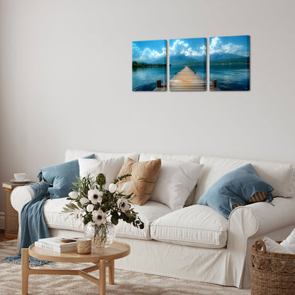 Wooden Pier Leading Into A Serene Lake