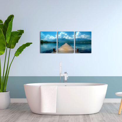 Wooden Pier Leading Into A Serene Lake