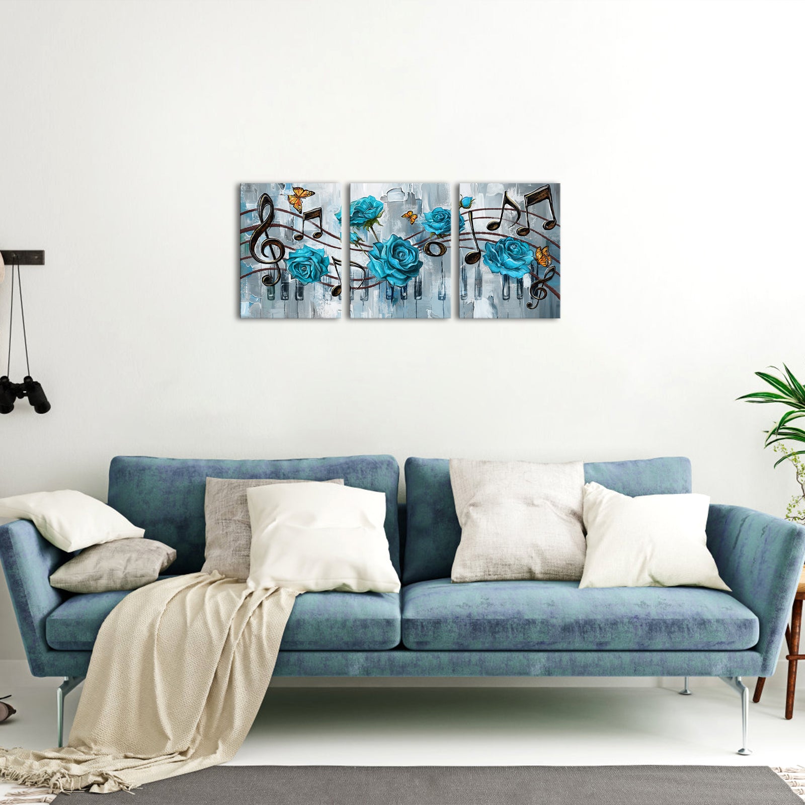 Teal Roses And Musical Notation
