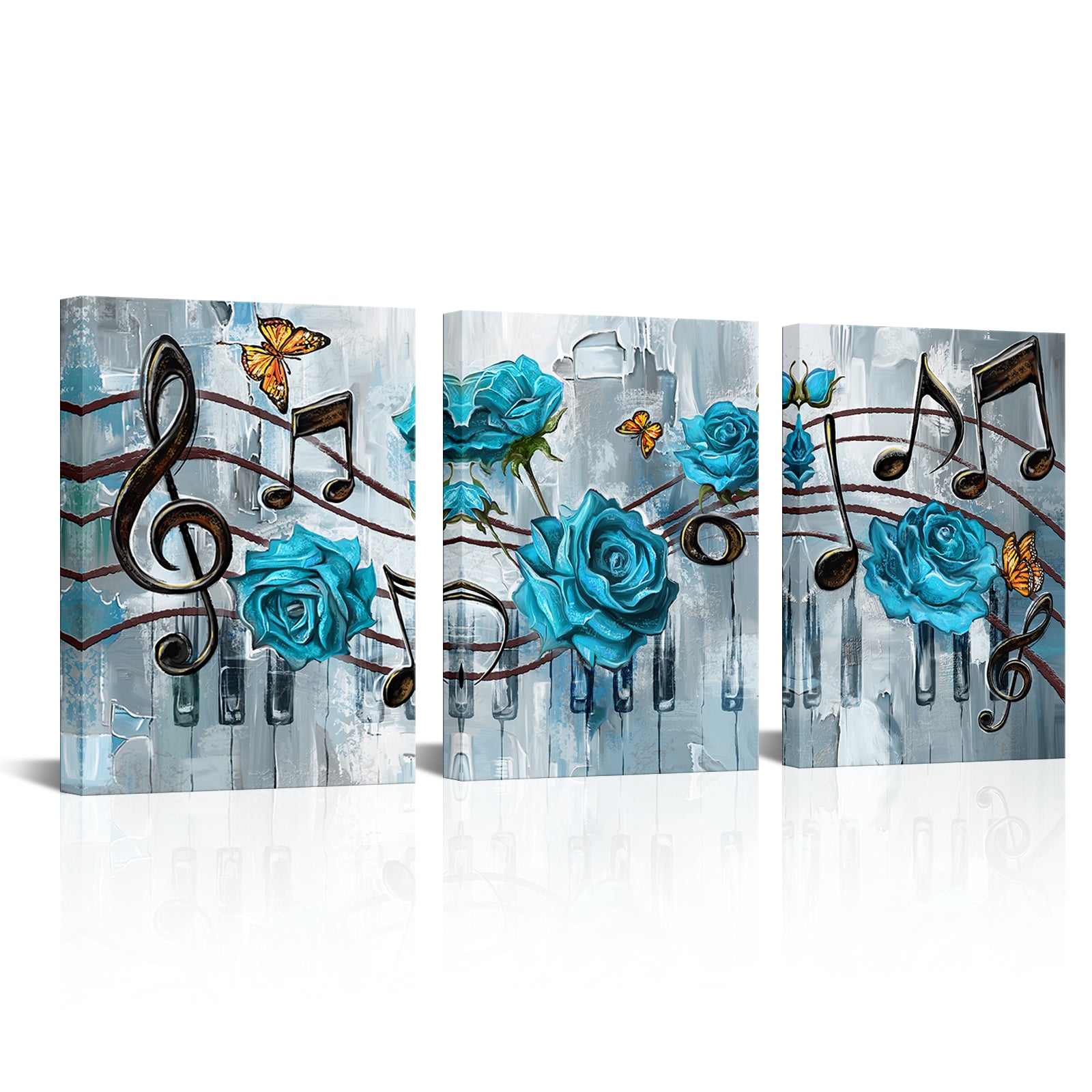 Teal Roses And Musical Notation