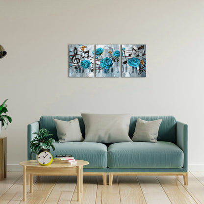 Teal Roses And Musical Notation