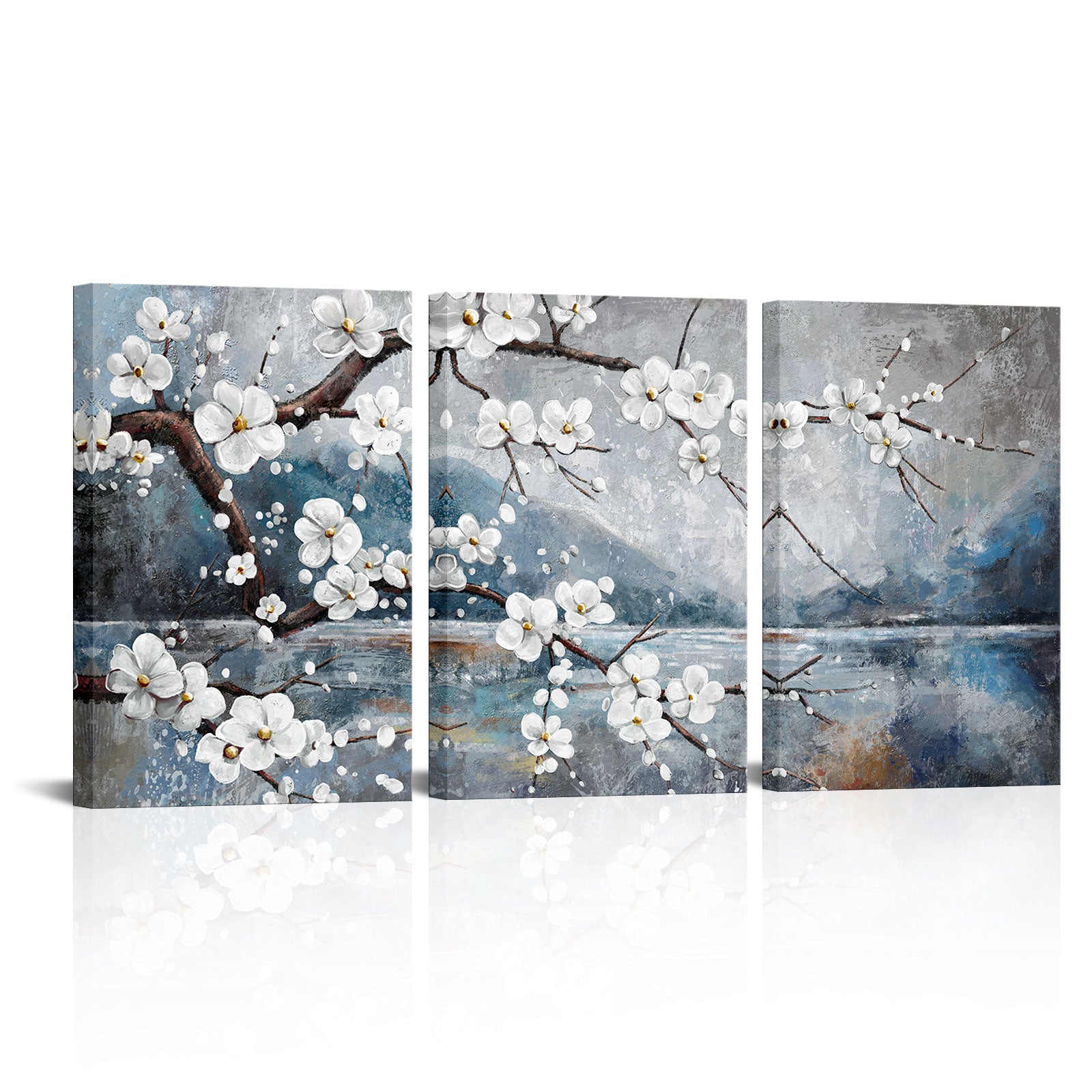 White Plum Blooming By The Lake