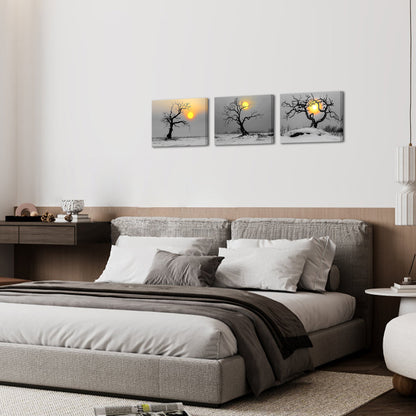 Winter Sunset And Skeletal Trees