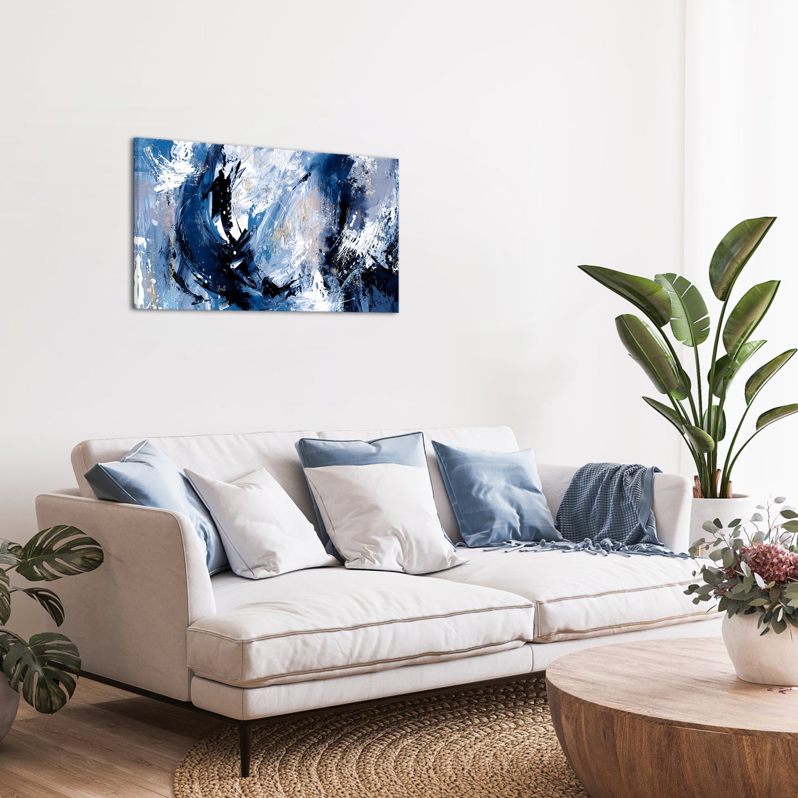 Abstract expressionism Blues Whites Collide