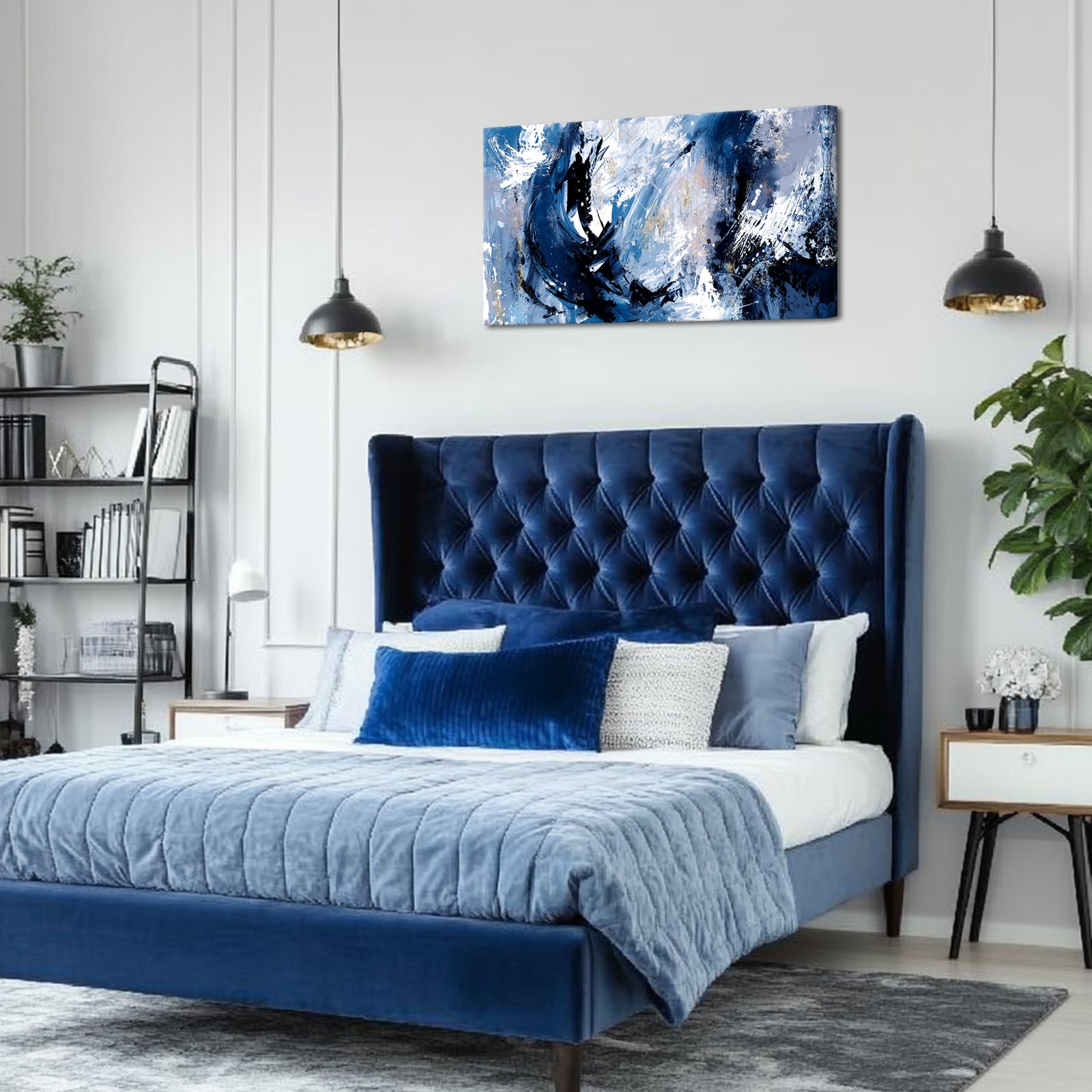 Abstract expressionism Blues Whites Collide