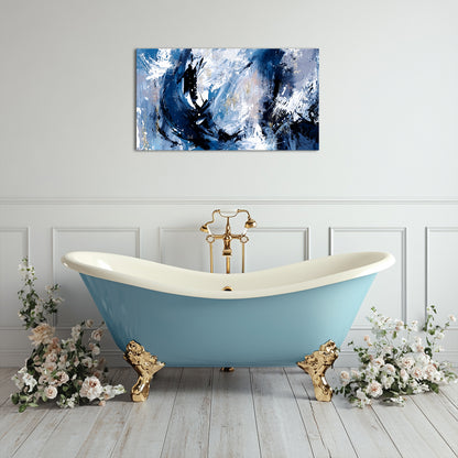 Abstract expressionism Blues Whites Collide