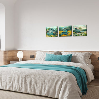 Pickup Truck Weathered Barn Wildflowers