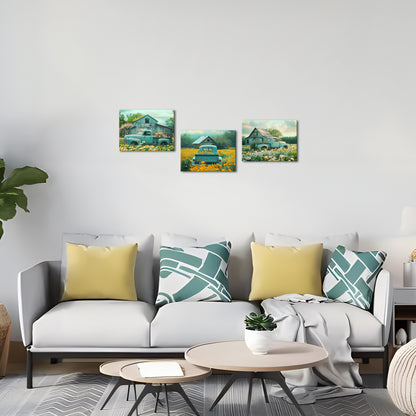 Pickup Truck Weathered Barn Wildflowers