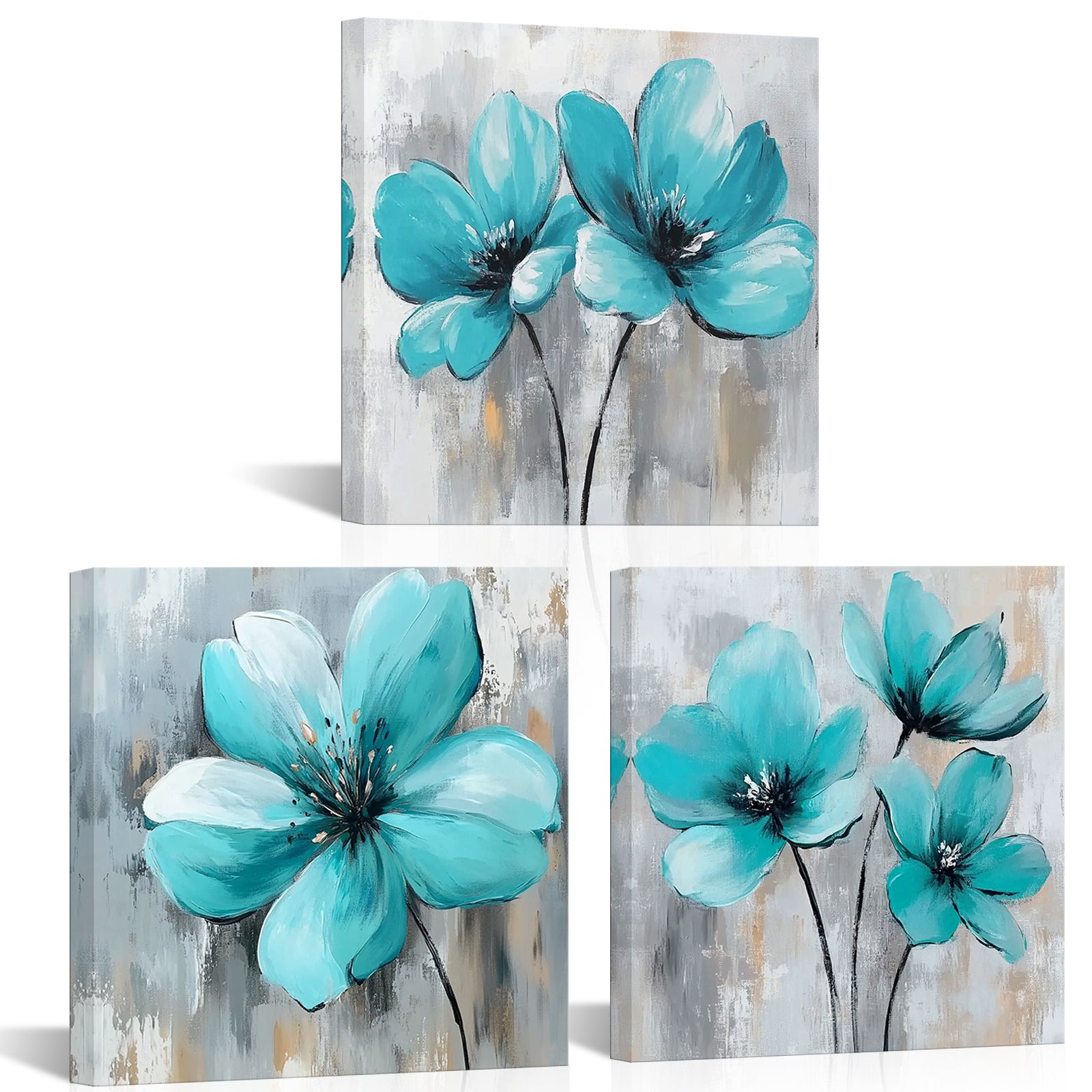 Turquoise Flowers canvas art prints and wall art