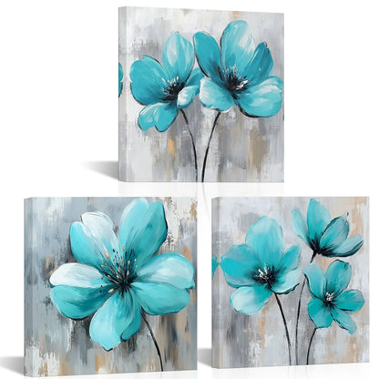 Turquoise Flowers canvas art prints and wall art