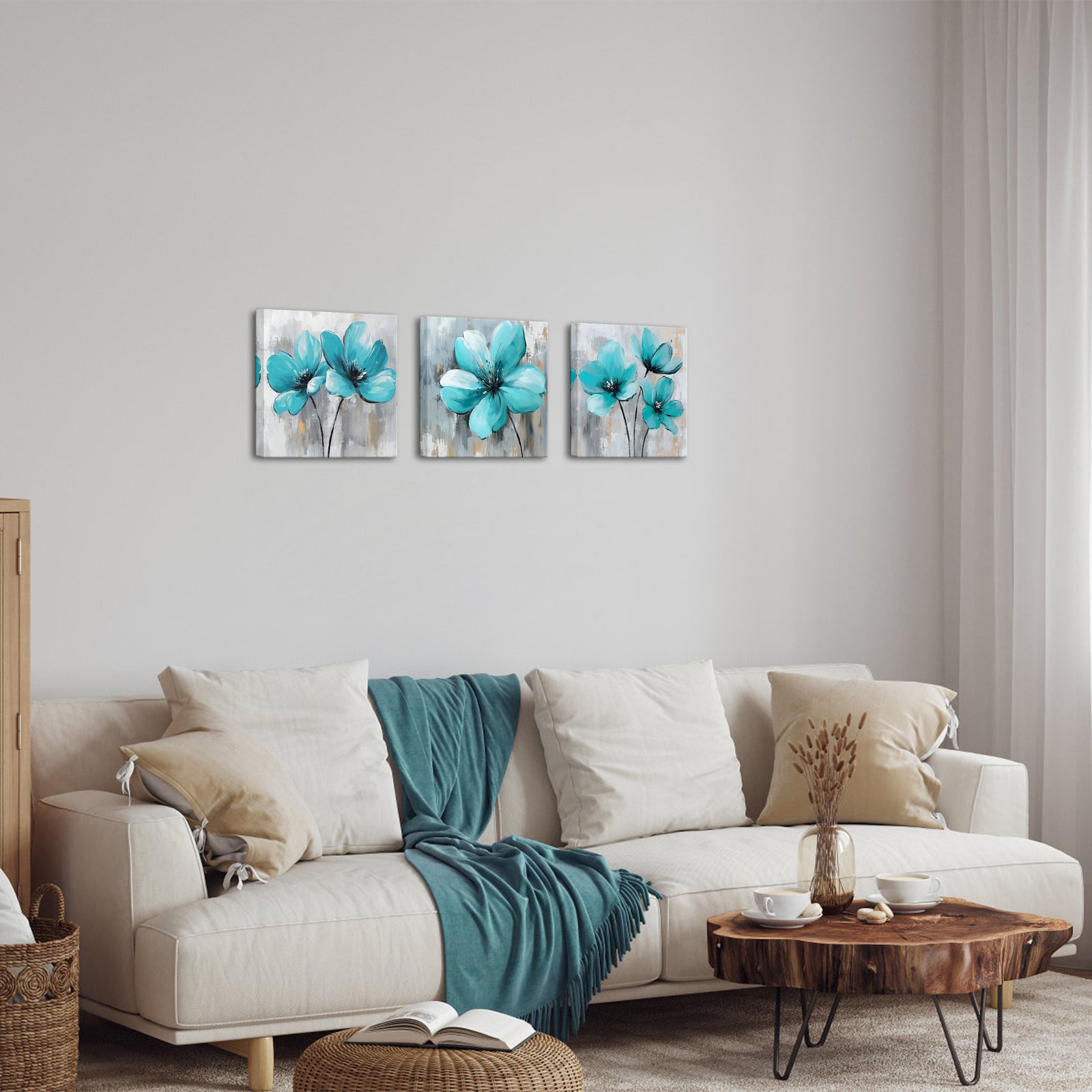 Turquoise Flowers canvas art prints and wall art