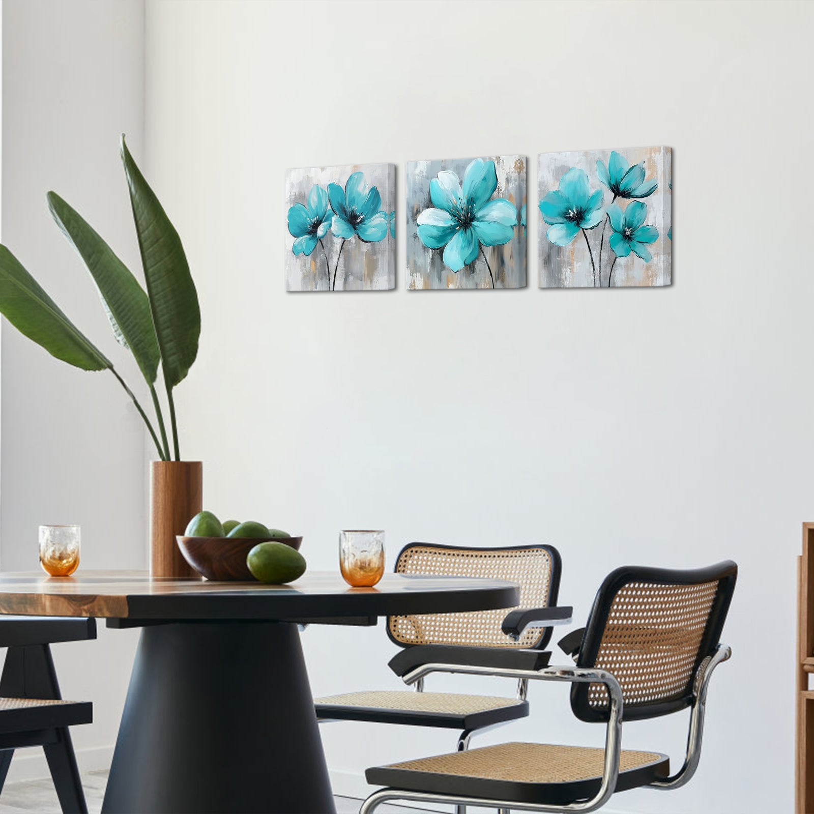 Turquoise Flowers canvas art prints and wall art