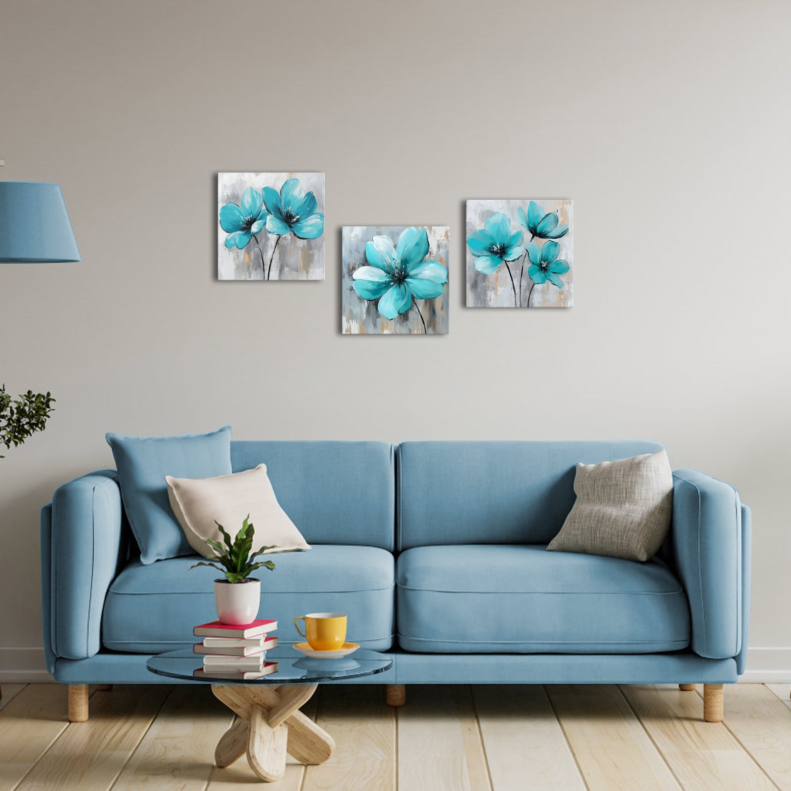 Turquoise Flowers canvas art prints and wall art