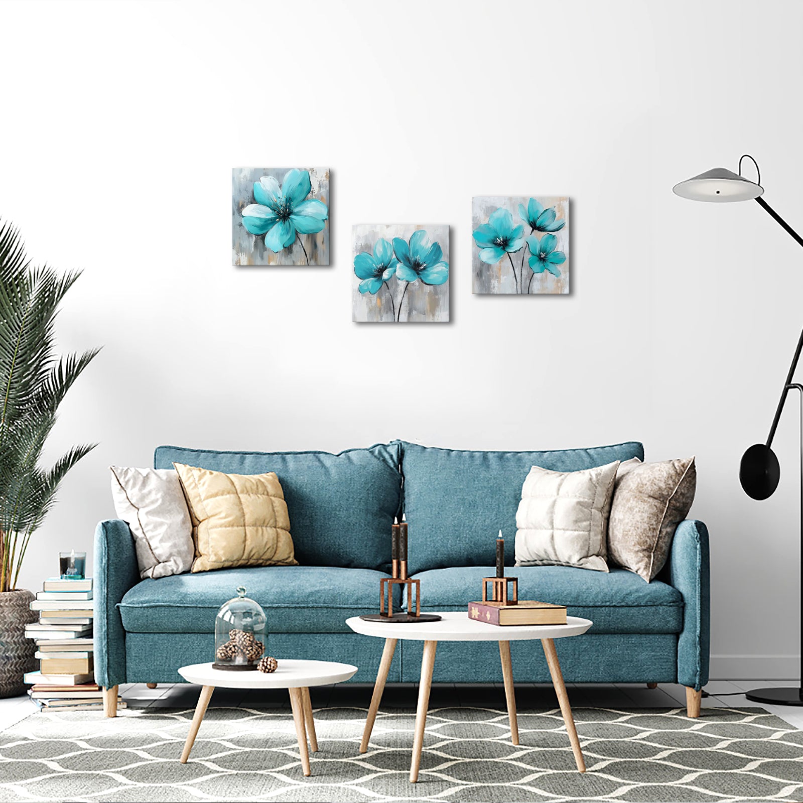 Turquoise Flowers canvas art prints and wall art