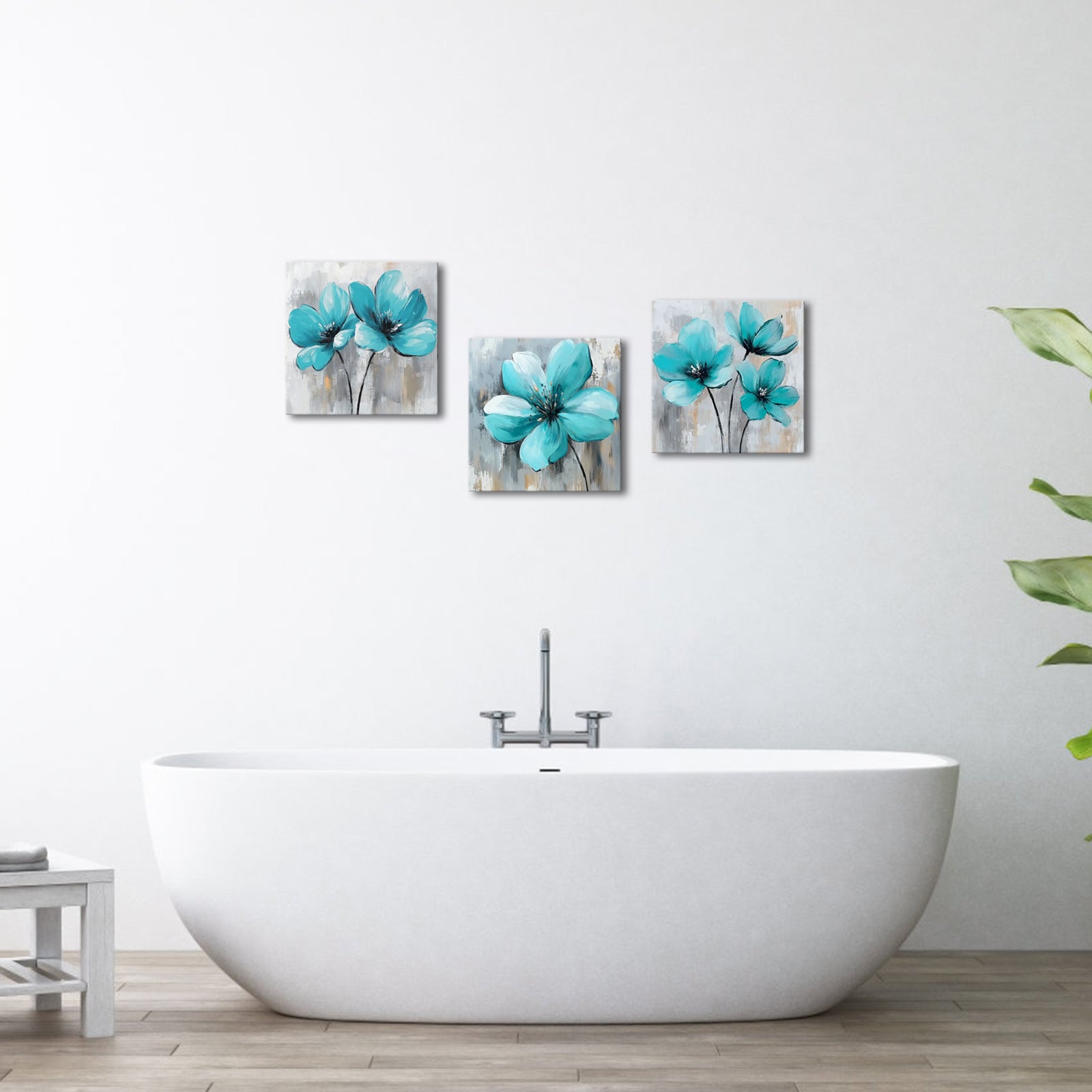 Turquoise Flowers canvas art prints and wall art