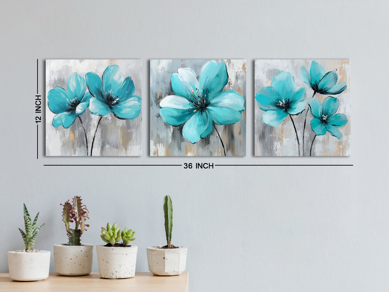 Turquoise Flowers canvas art prints and wall art