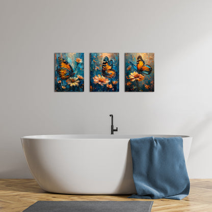 Nature vintage three piece canvas print living room wall art