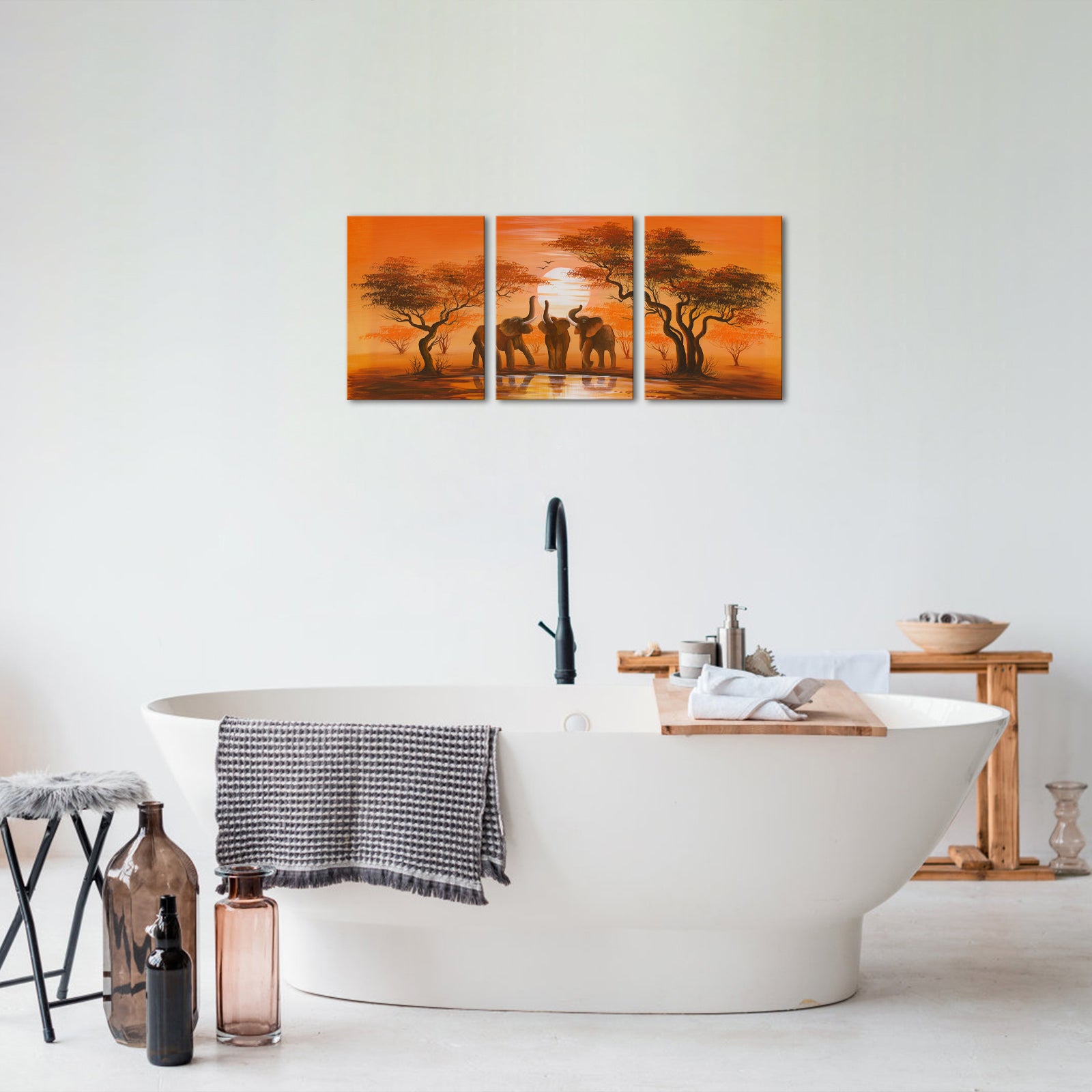 Tropical Elephant Herd Cheap Custom Canvas Print