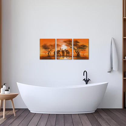 Tropical Elephant Herd Cheap Custom Canvas Print