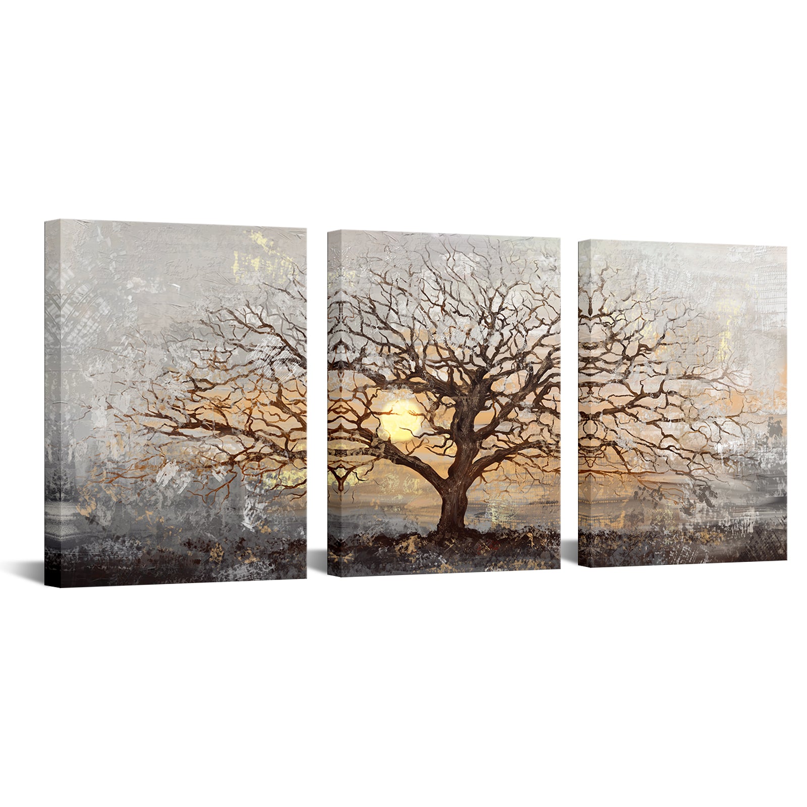 Bare-Branched Tree At Sunset