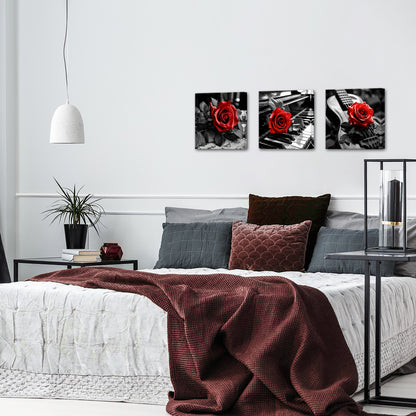 Red Rose Rests On Piano