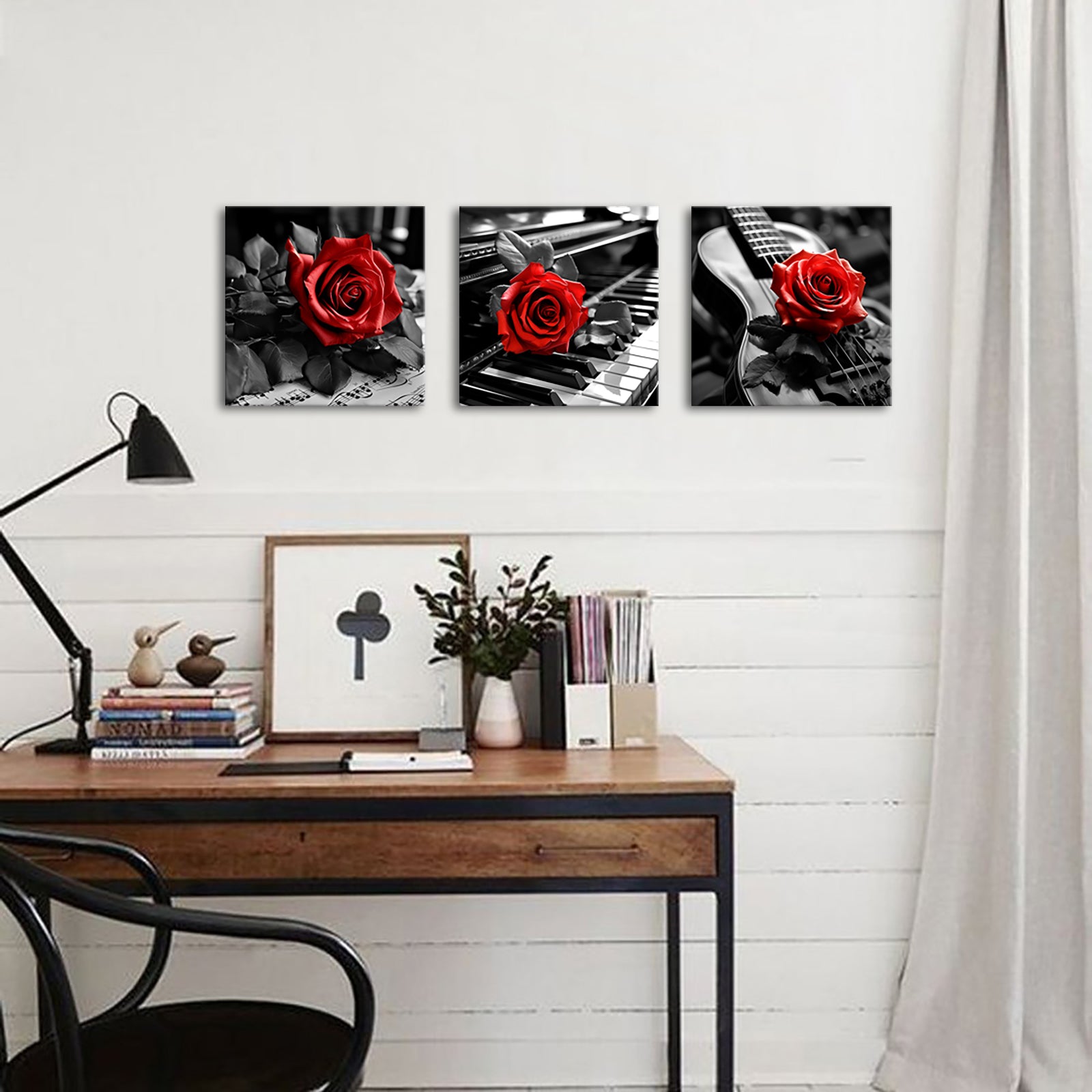 Red Rose Rests On Piano