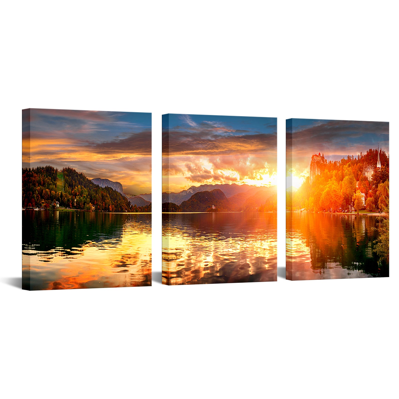 Sunset Paints The Lake And Mountains