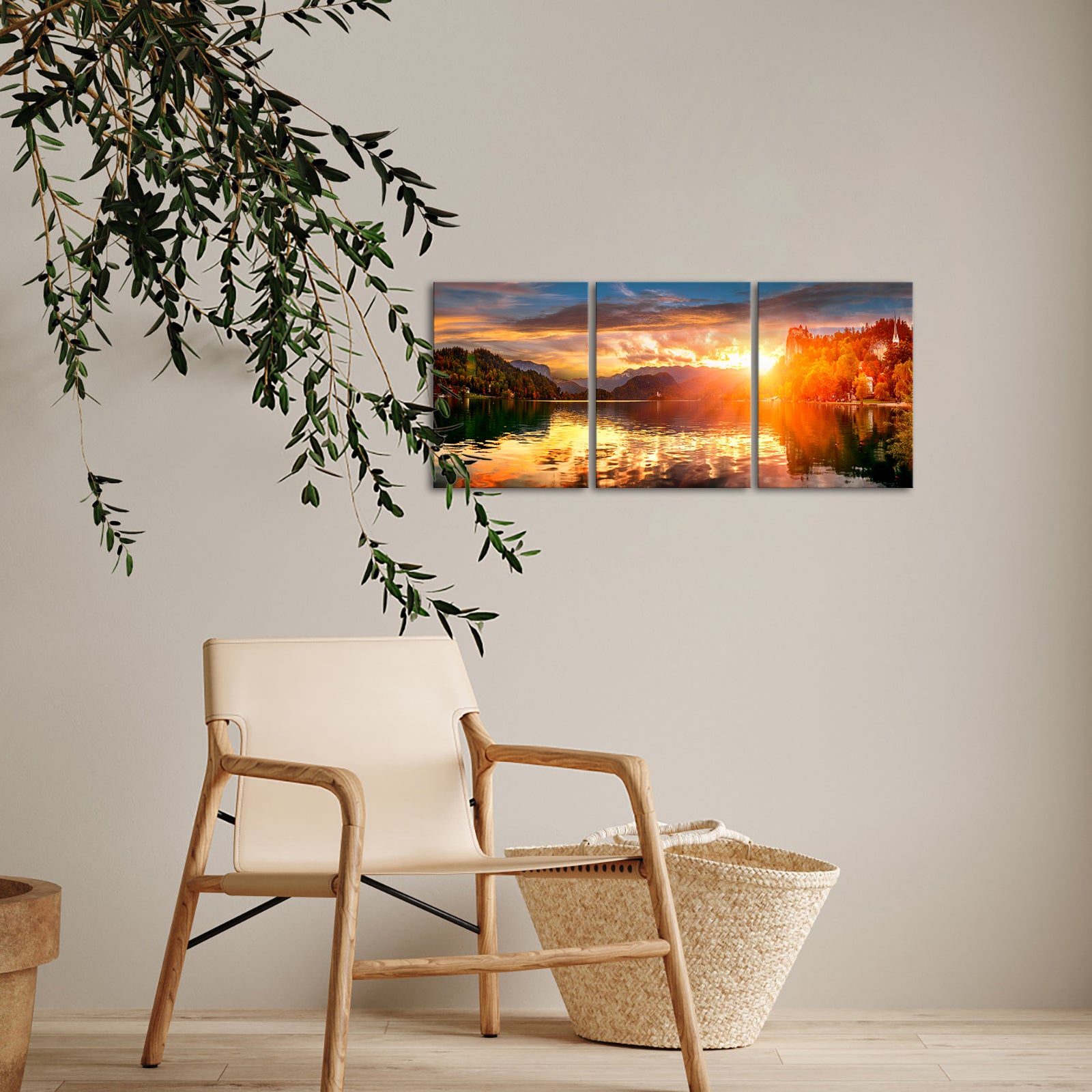 Sunset Paints The Lake And Mountains