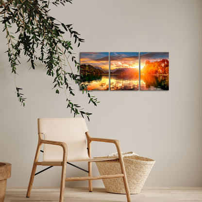 Sunset Paints The Lake And Mountains