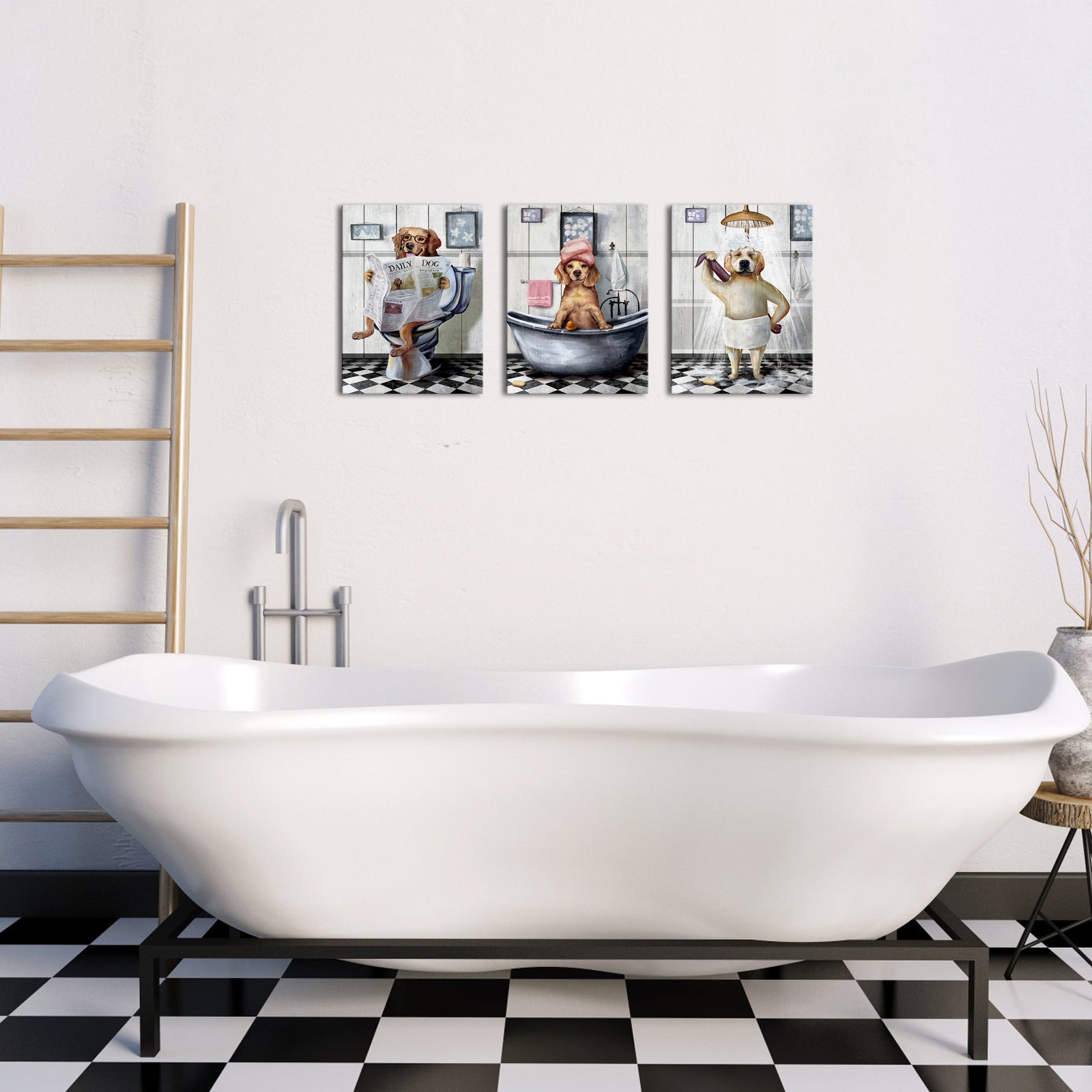 Bathroom decorative paintings with artistic inspiration can be hung directly on the wall