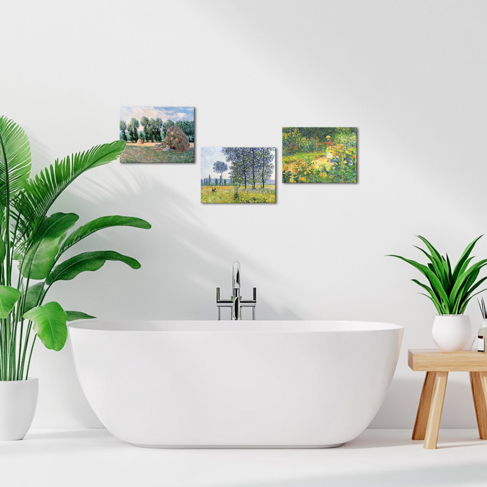 Green farm oil painting style art rental wall decor