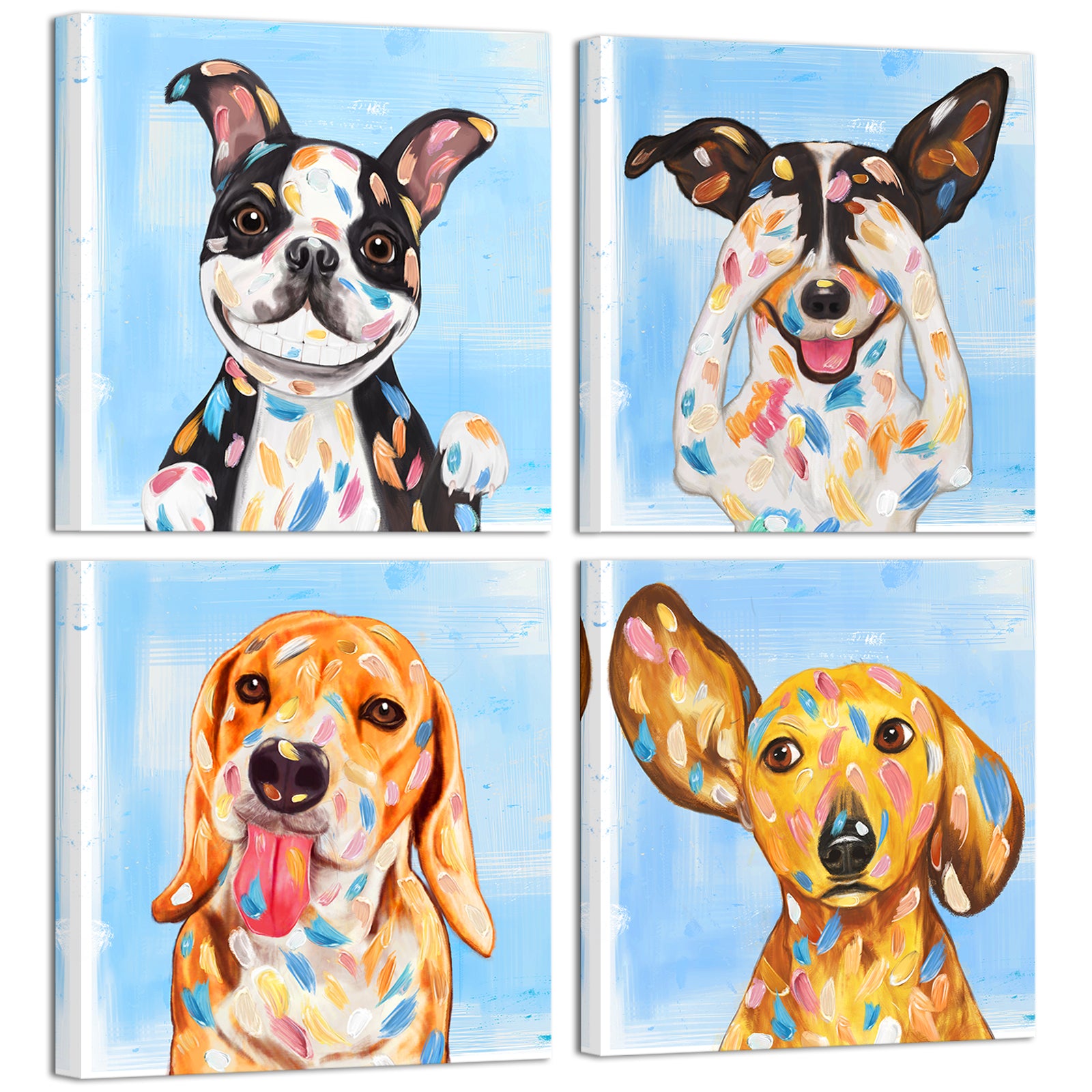 Colorful Dog Four Wall Art Print Gift Inspiration