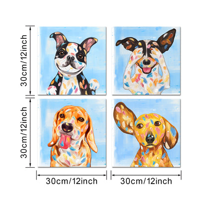 Colorful Dog Four Wall Art Print Gift Inspiration