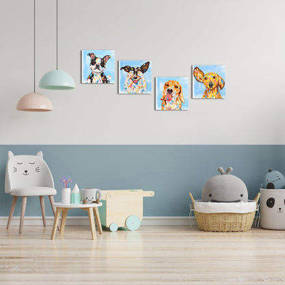 Colorful Dog Four Wall Art Print Gift Inspiration