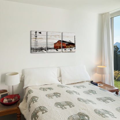 Red Barn Snowy Plains