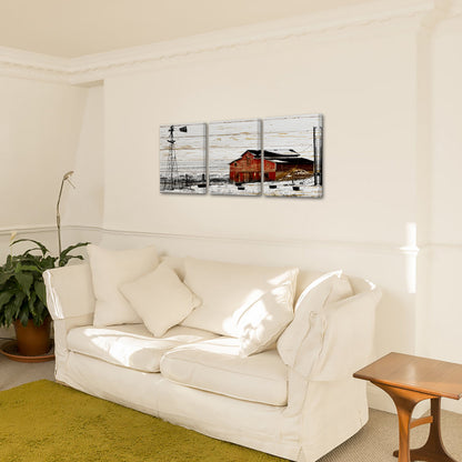 Red Barn Snowy Plains