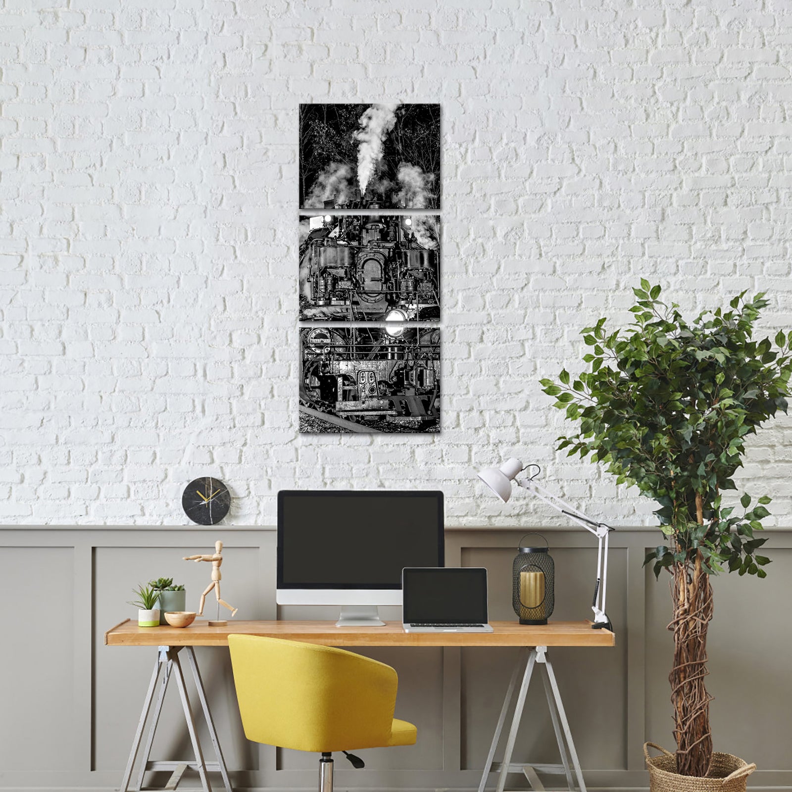 Black White Steam Train