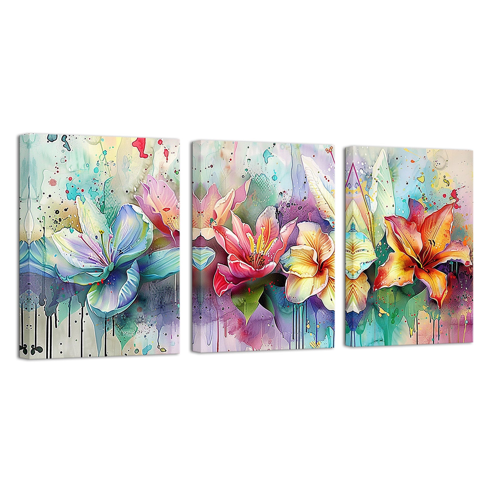 Single piece split gorgeous lily canvas art living room wall