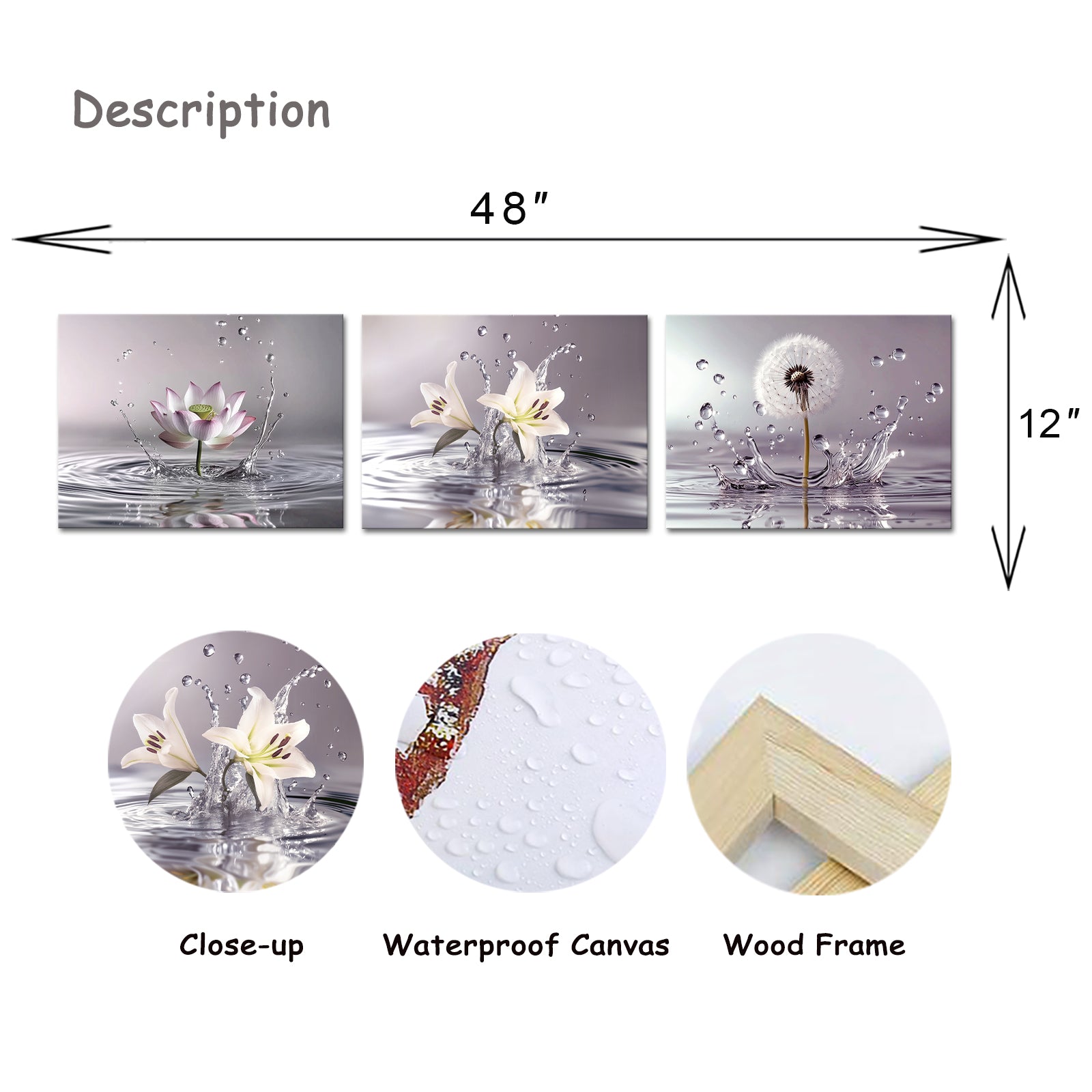 Multiple Water Photography Canvas Prints For Home Decor