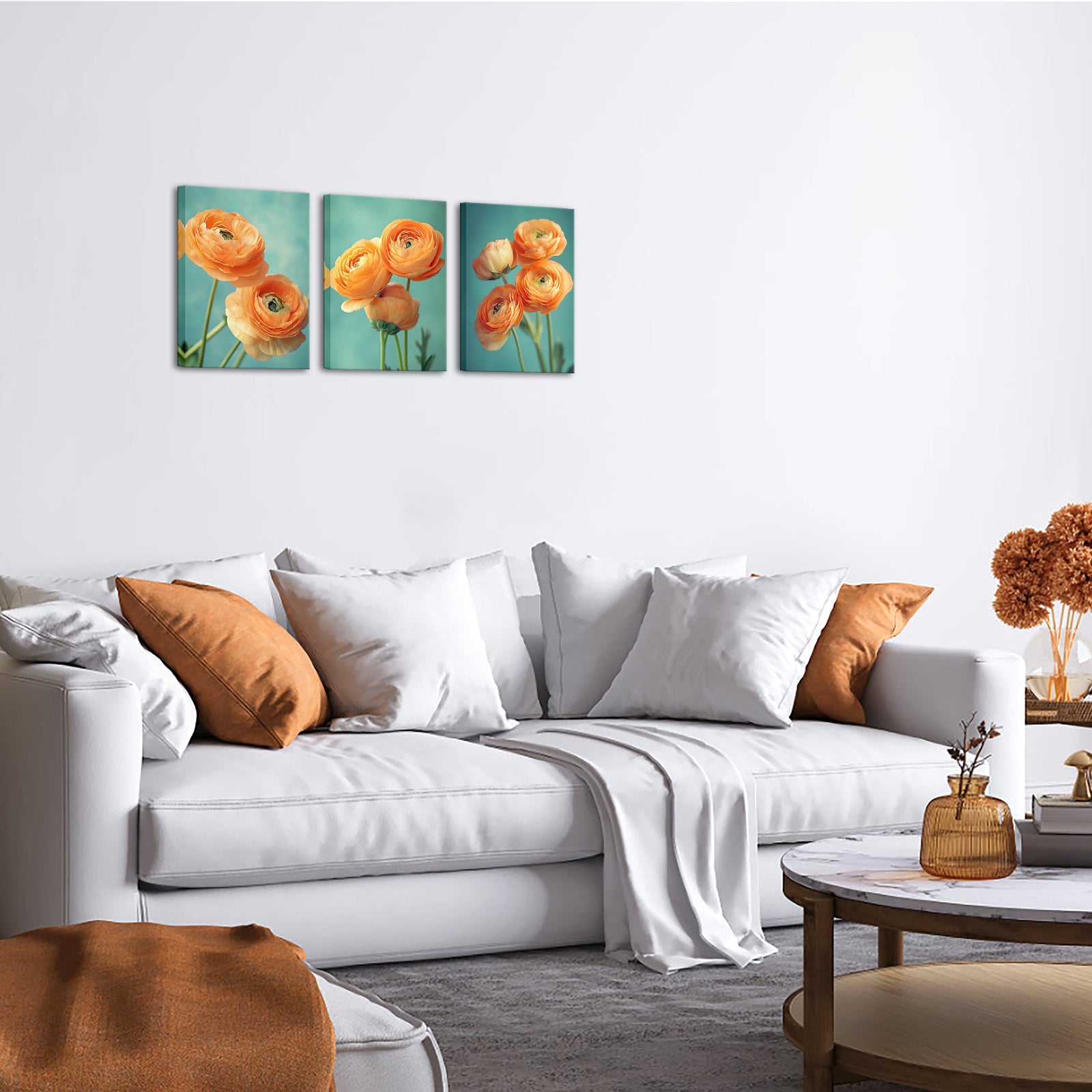Orange Ranunculus Asiaticus canvas prints for wall decor
