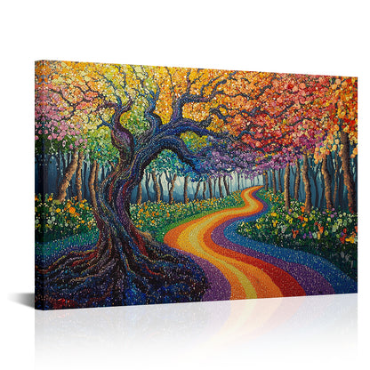 Path Winds Through Colorful Forest
