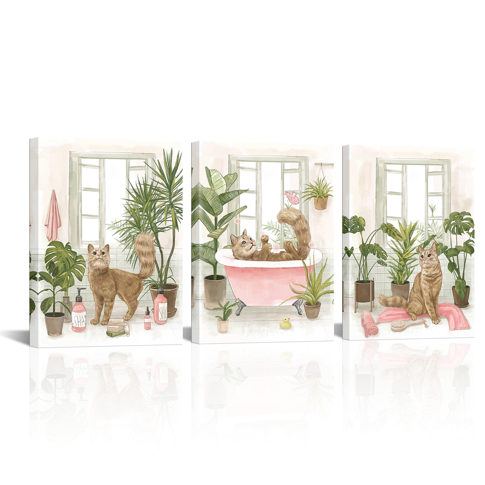 Cats Relaxing In Bathroom