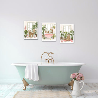 Cats Relaxing In Bathroom